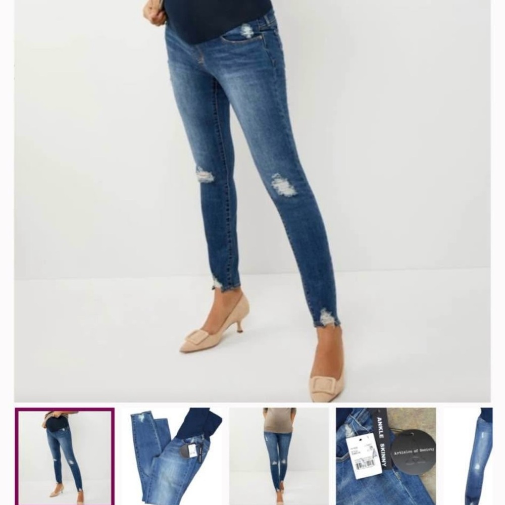 Maternity Women's Blue Distressed Jeans